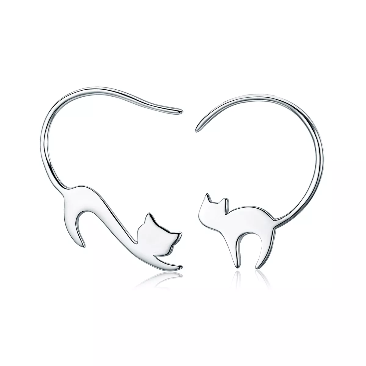 pendientes de botón estilo pandora de plata con travieso gatito sce073