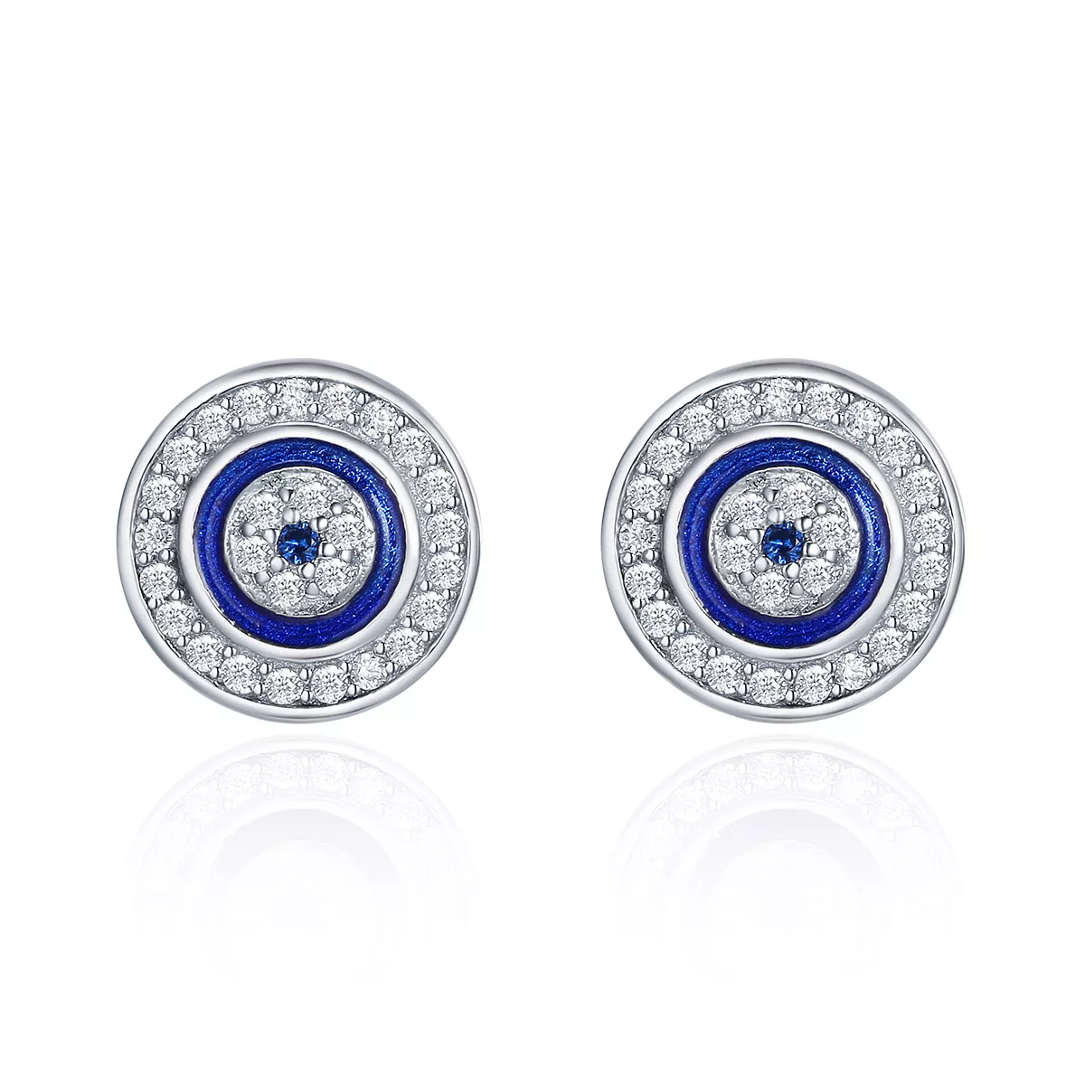 pendientes de botón estilo pandora en plata con ojo del diablo sce148