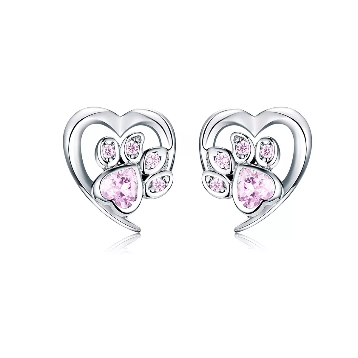 pendientes de botón plateados con forma de pata de perro y estilo pandora sce654 pk