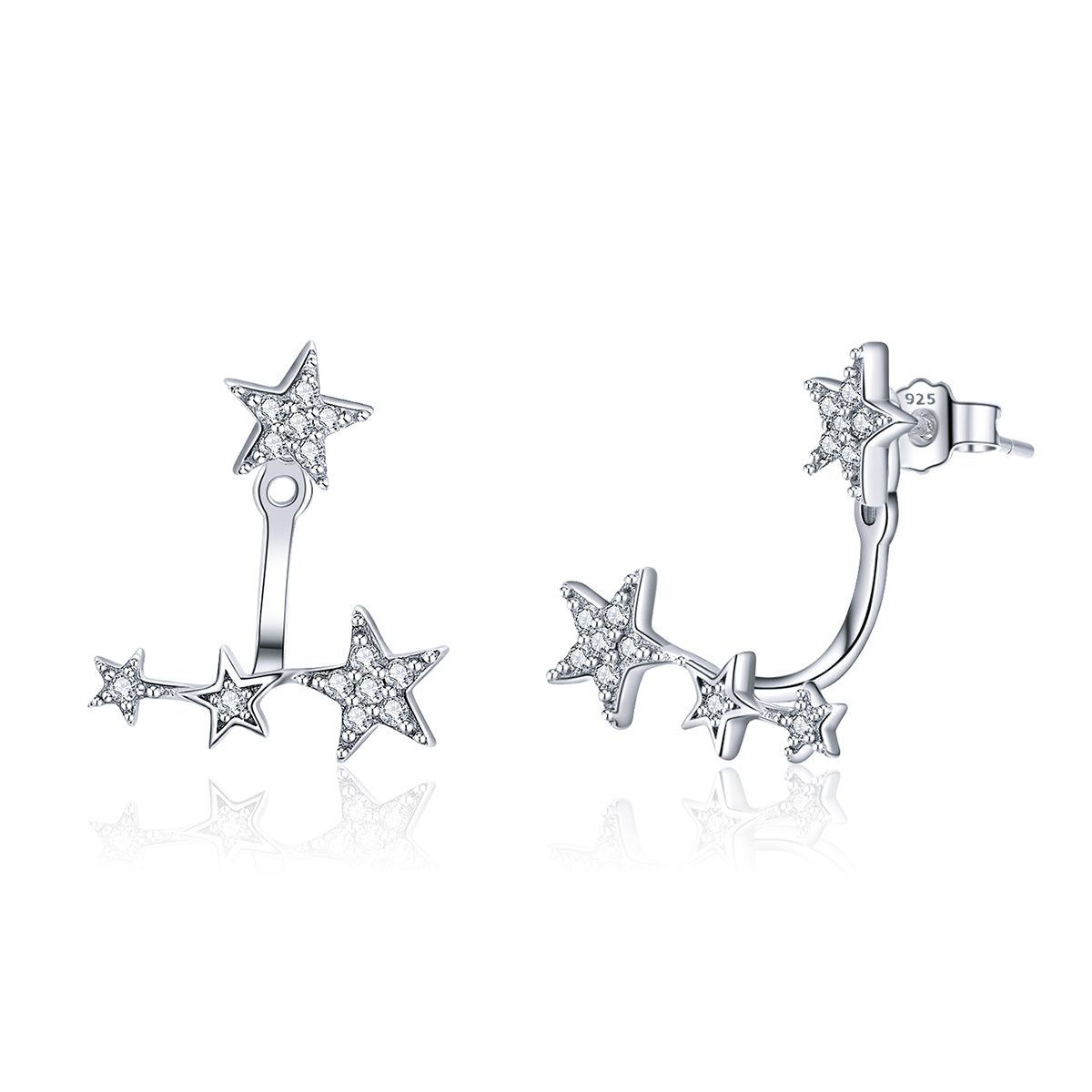 pendientes de estrella de plata estilo pandora sce448