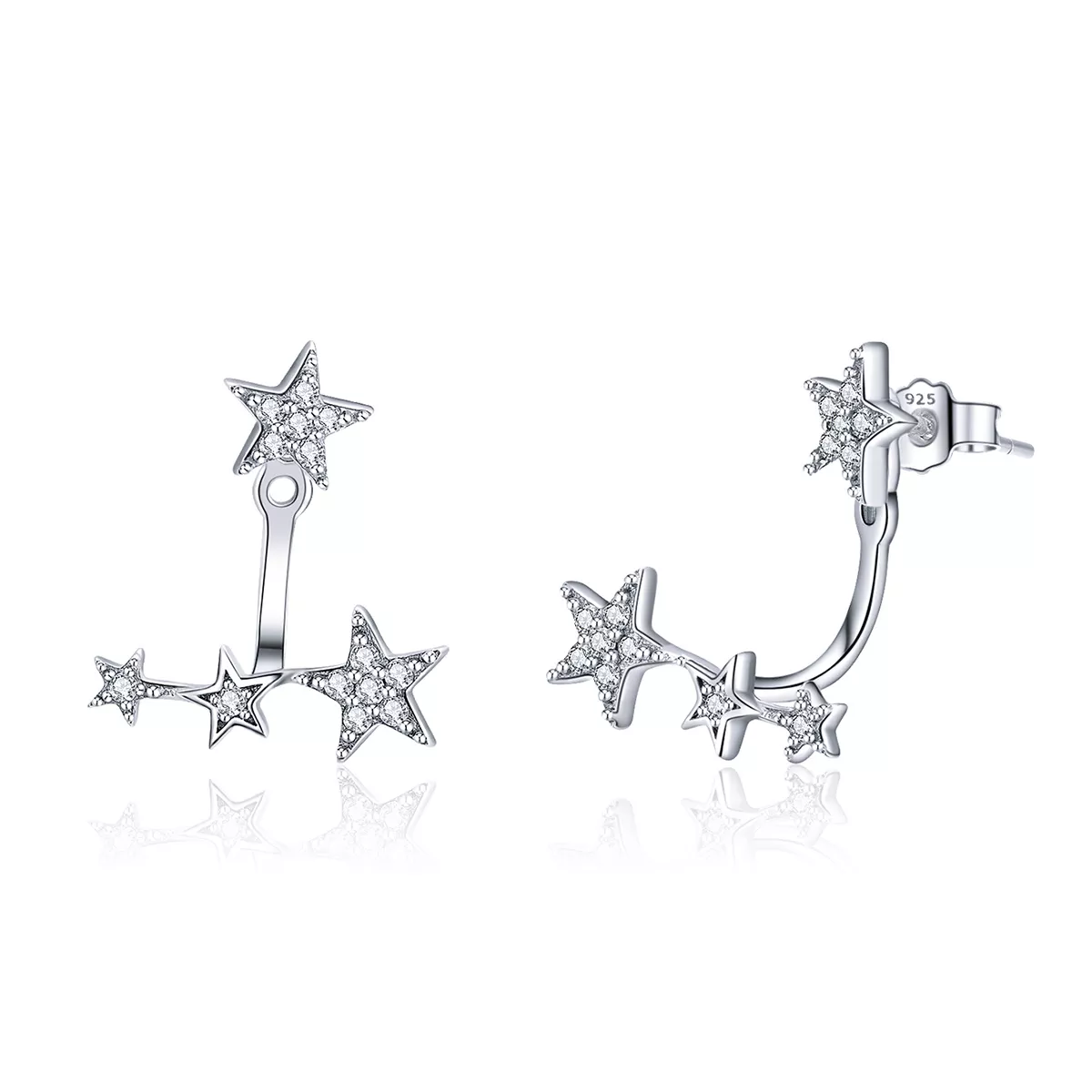pendientes de estrella de plata estilo pandora sce448
