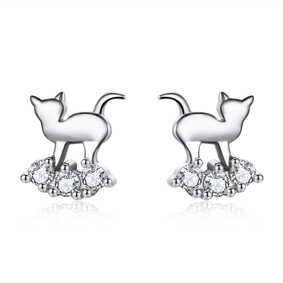 pendientes de estrella meow estilo pandora en plata sce537