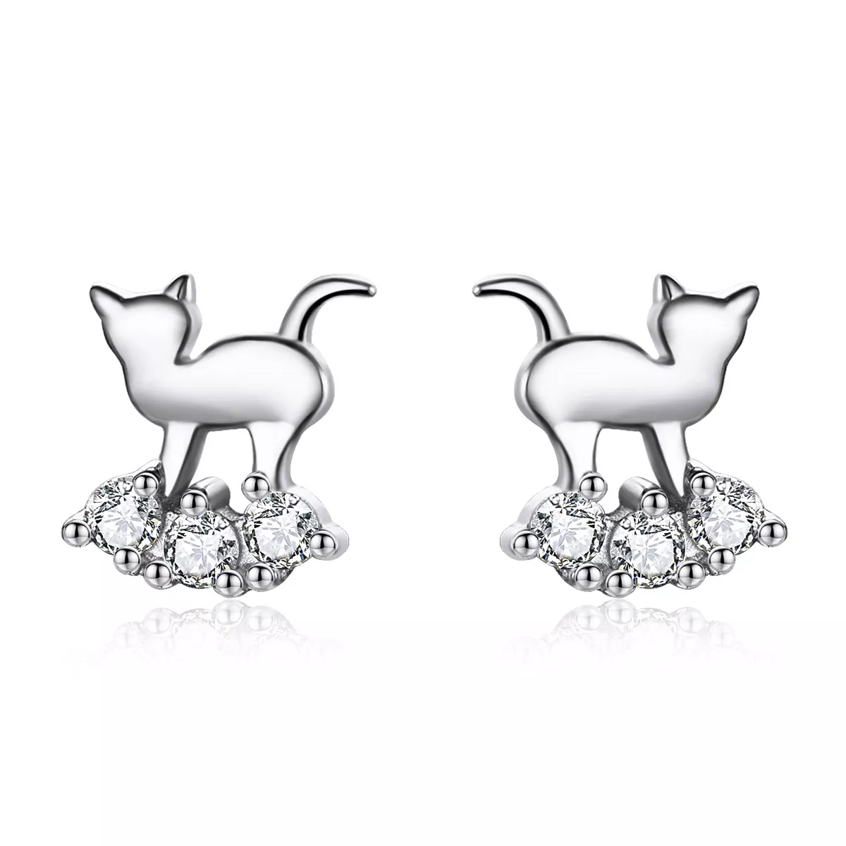 pendientes de estrella meow estilo pandora en plata sce537