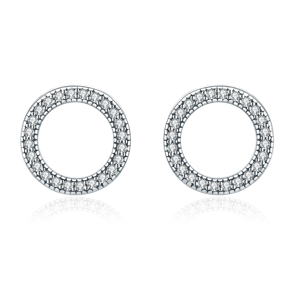 pendientes de estudio de plata estilo pandora con diseño de geometría ligera sce417