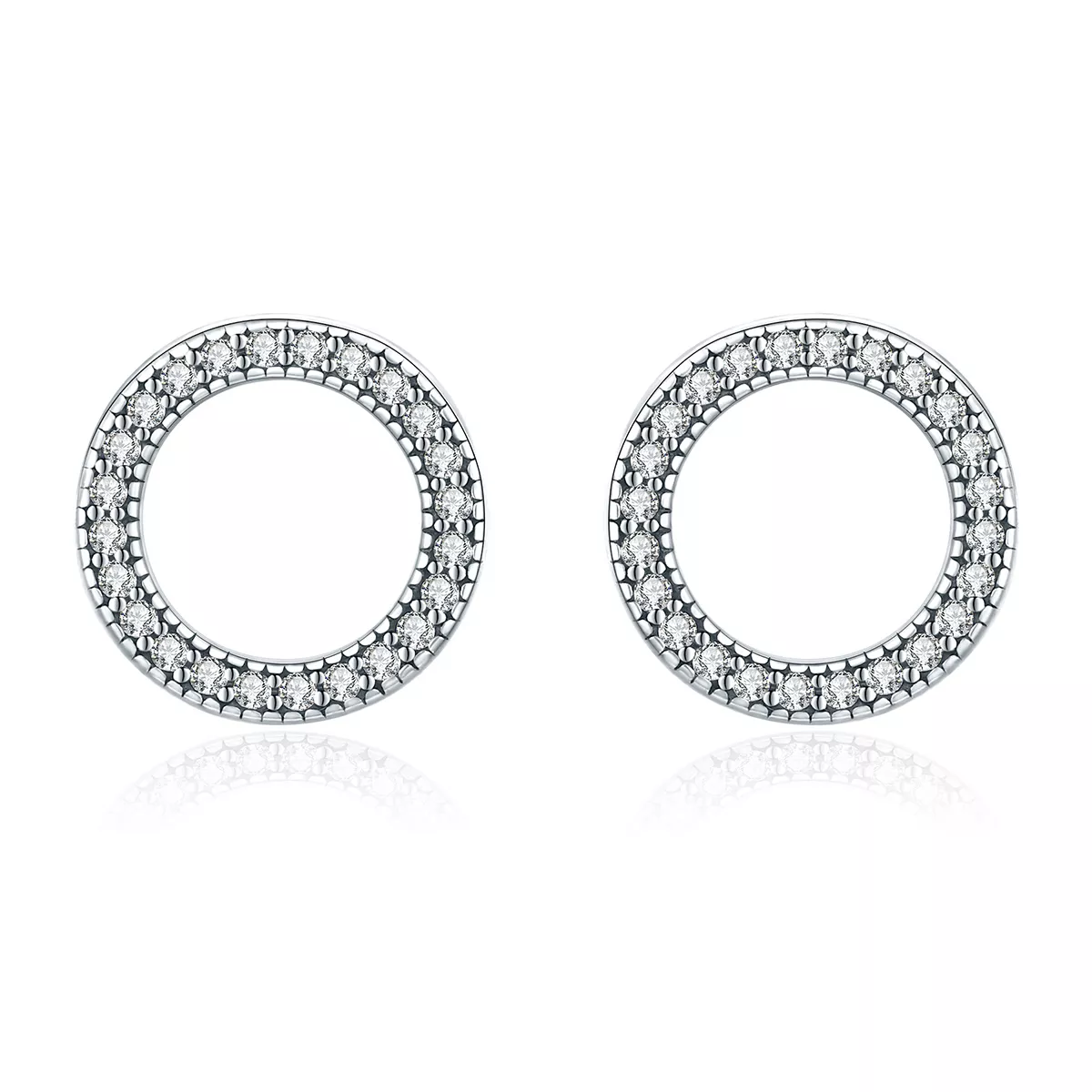 pendientes de estudio de plata estilo pandora con diseño de geometría ligera sce417