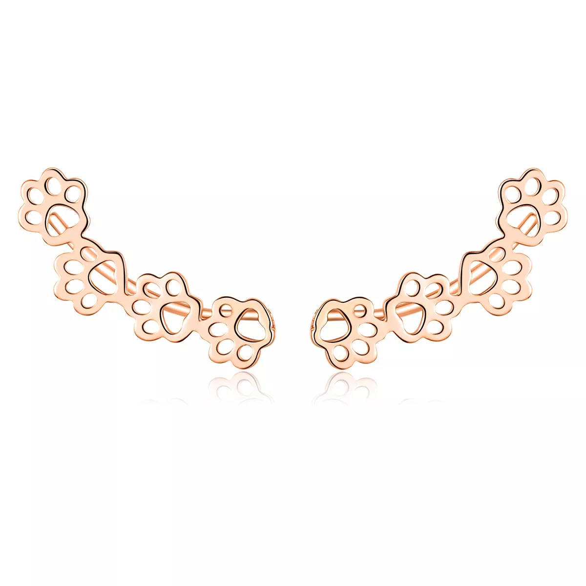 pendientes de perno estilo pandora en oro rosa con huellas de pata sce430 c