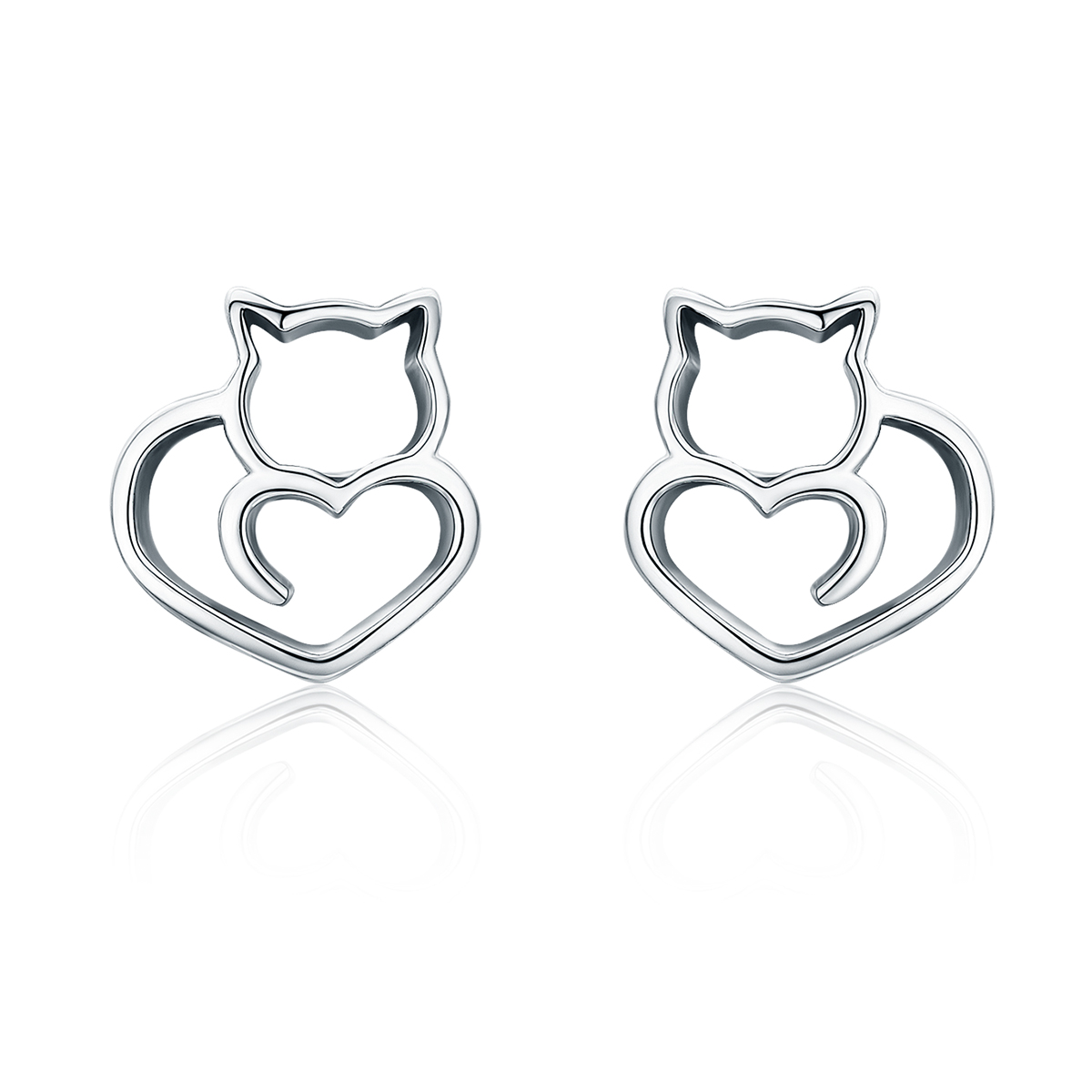 pendientes de plata estilo pandora presentan unos adorables gatos sce271