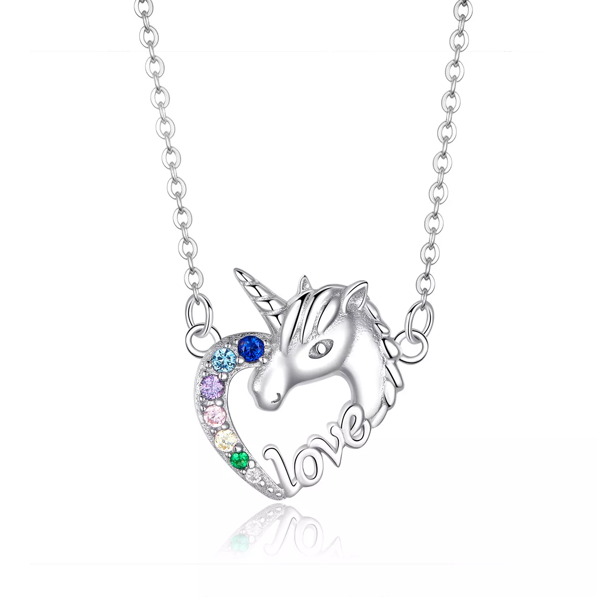 colgante de unicornio adorable de estilo pandora en plata scn348