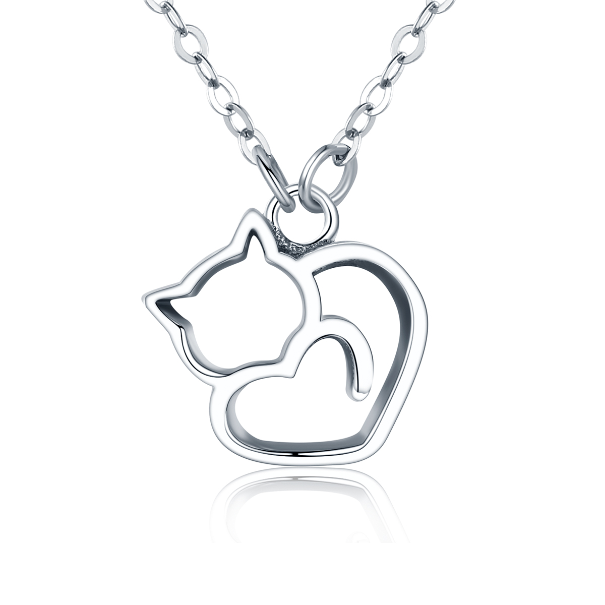 collar con colgante de gato tonto de plata estilo pandora scn188