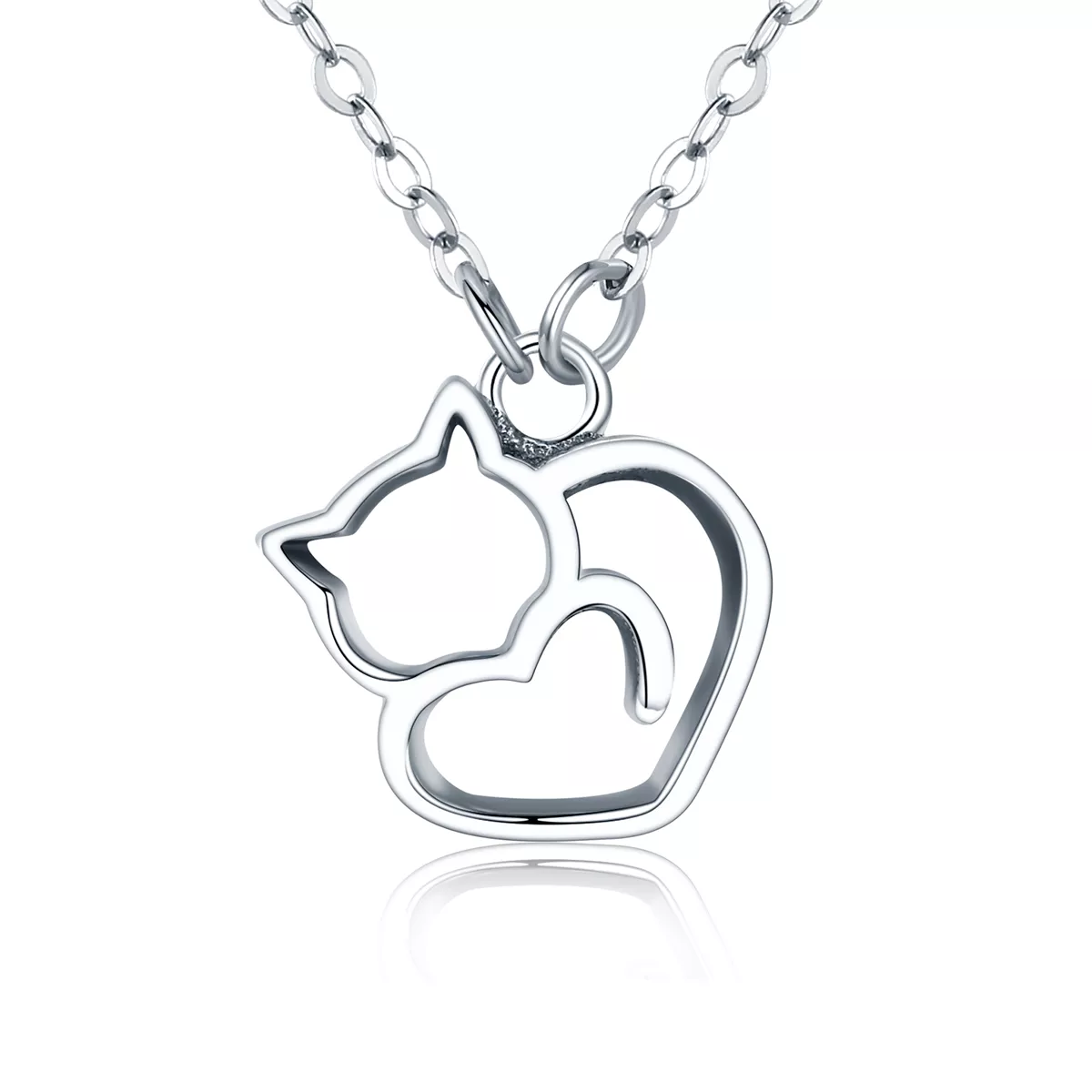 collar con colgante de gato tonto de plata estilo pandora scn188