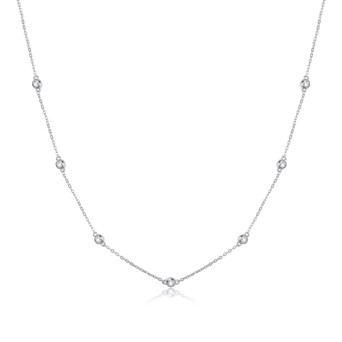 collar de cadena brillante de estilo pandora en plata scn393
