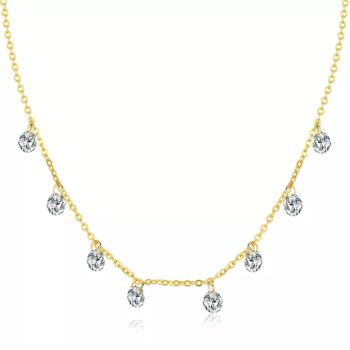collar de cadena recogedora con baño de oro al estilo pandora scn299 b