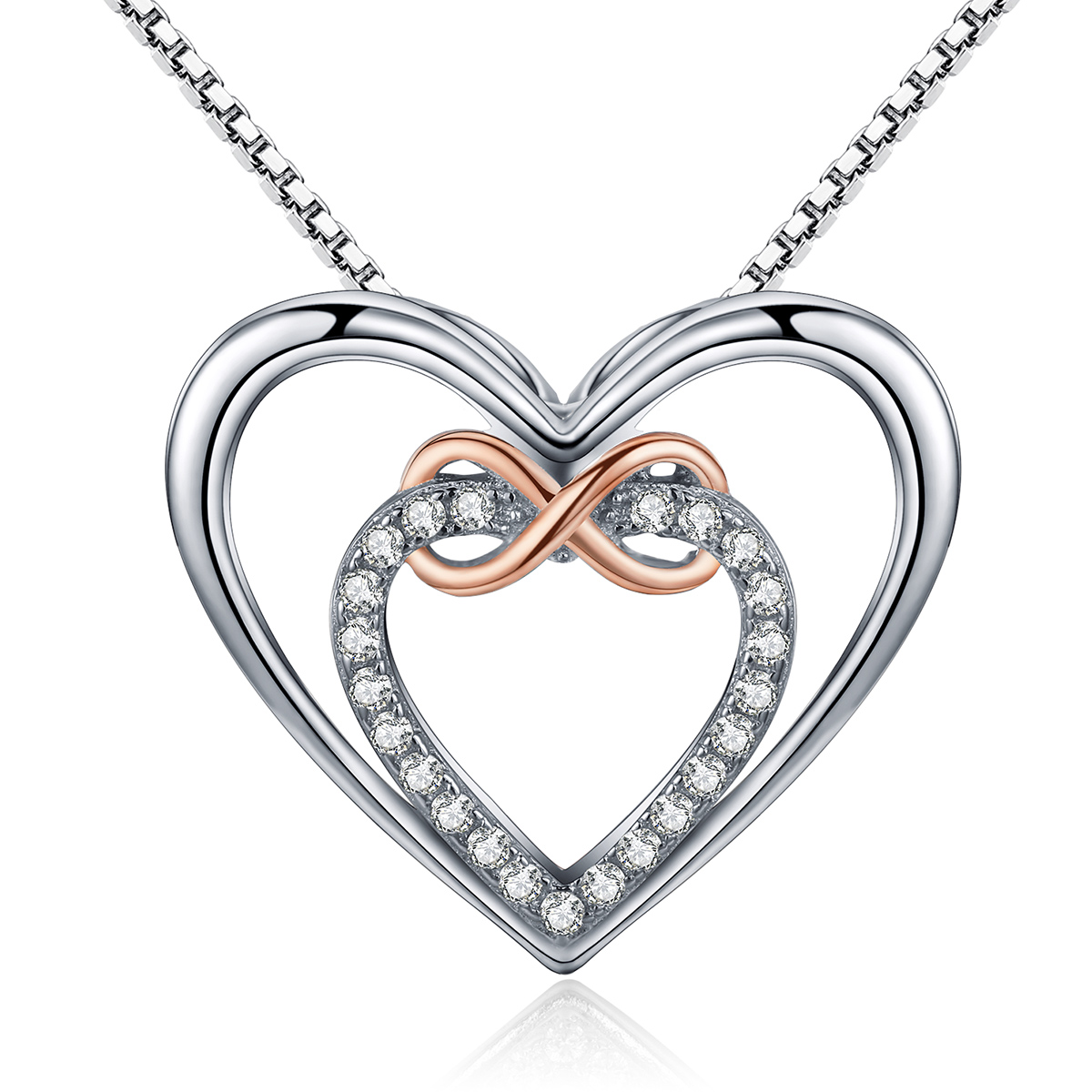 collar de corazón exquisito estilo pandora en plata scn121