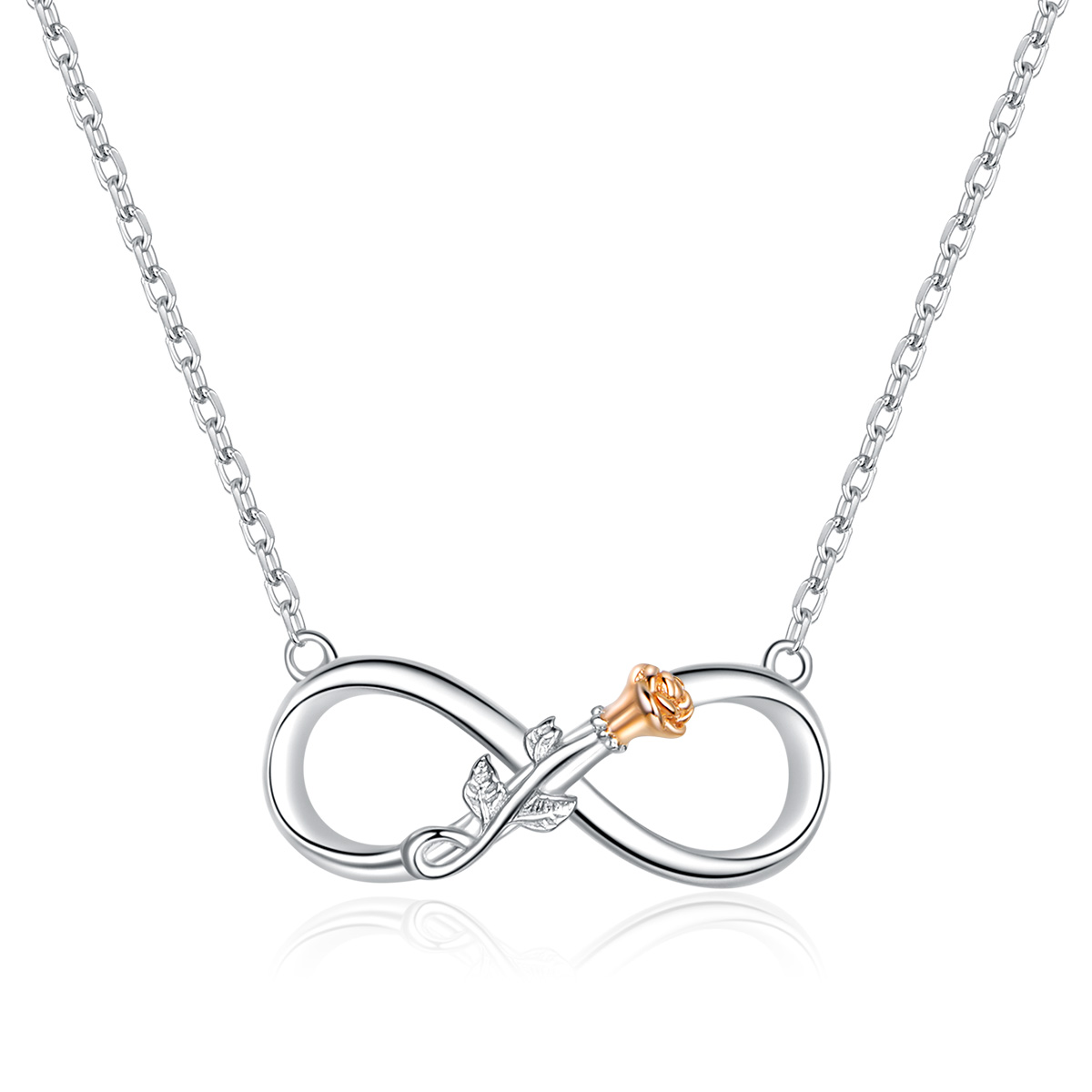collar de estilo pandora de plata con infinito amor scn371
