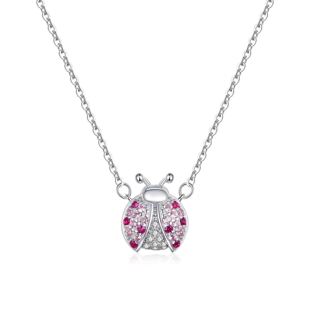 collar de estilo pandora plateado con deslumbrante mariquita scn400