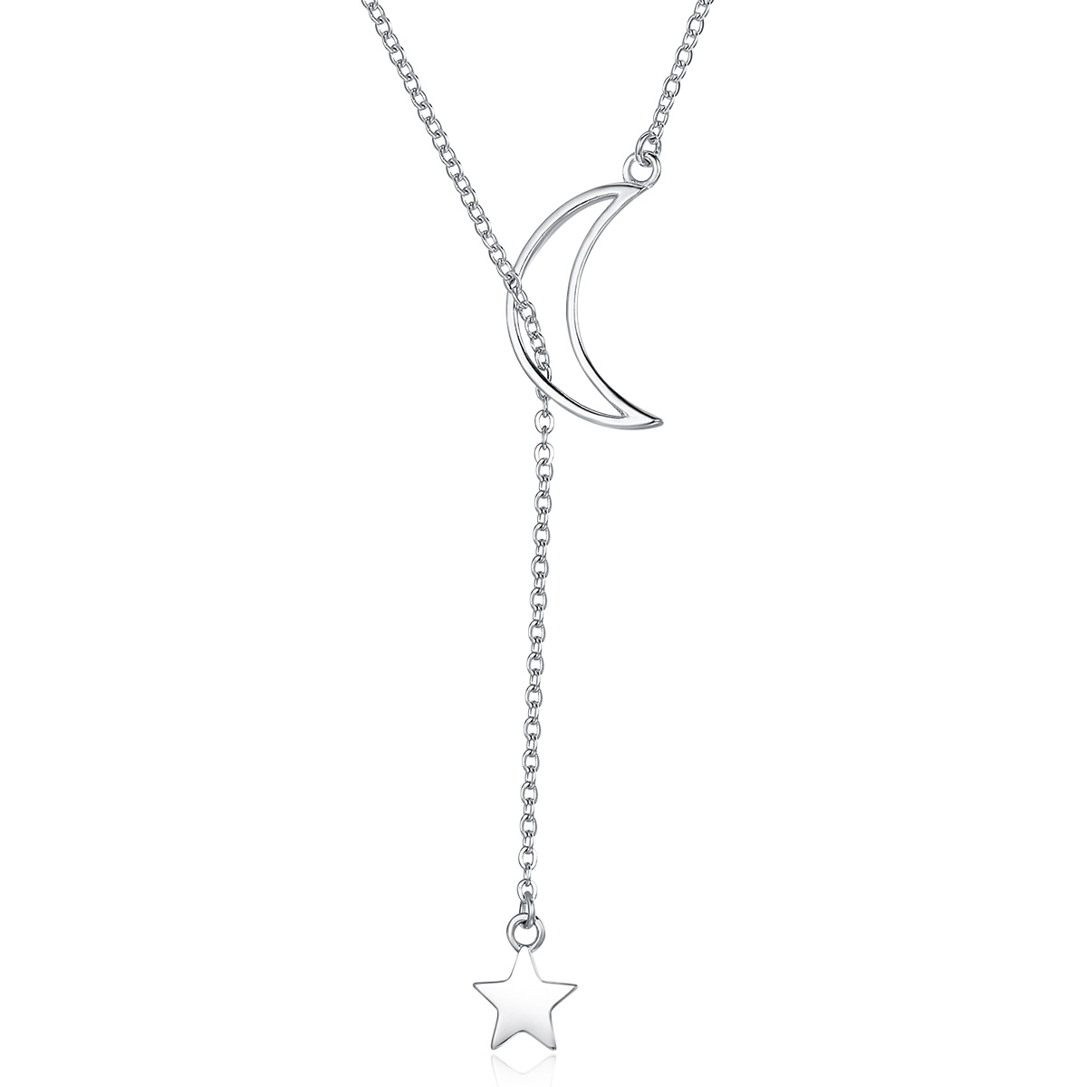 collar de hada estilo pandora en plata con estrella y luna scn108