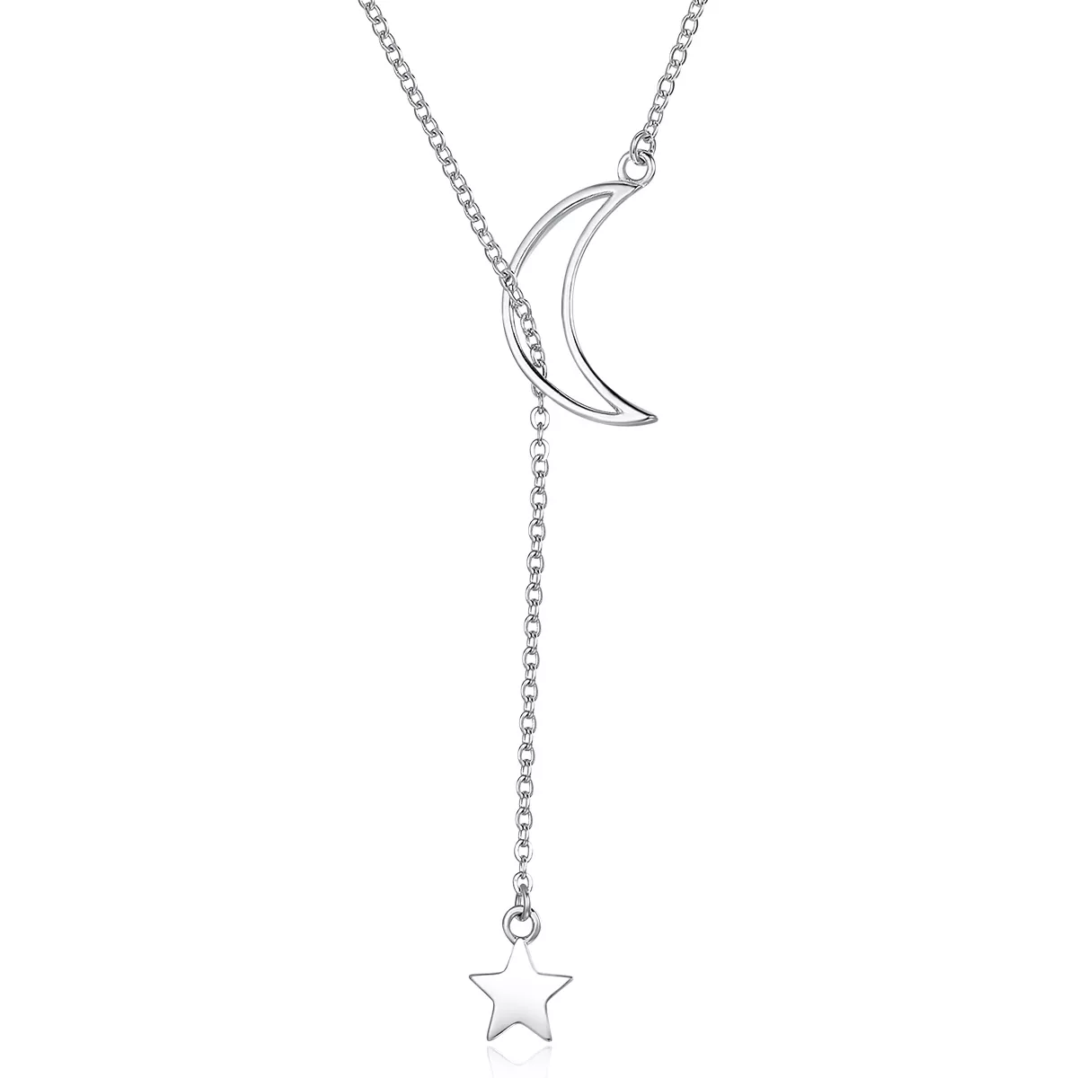 collar de hada estilo pandora en plata con estrella y luna scn108