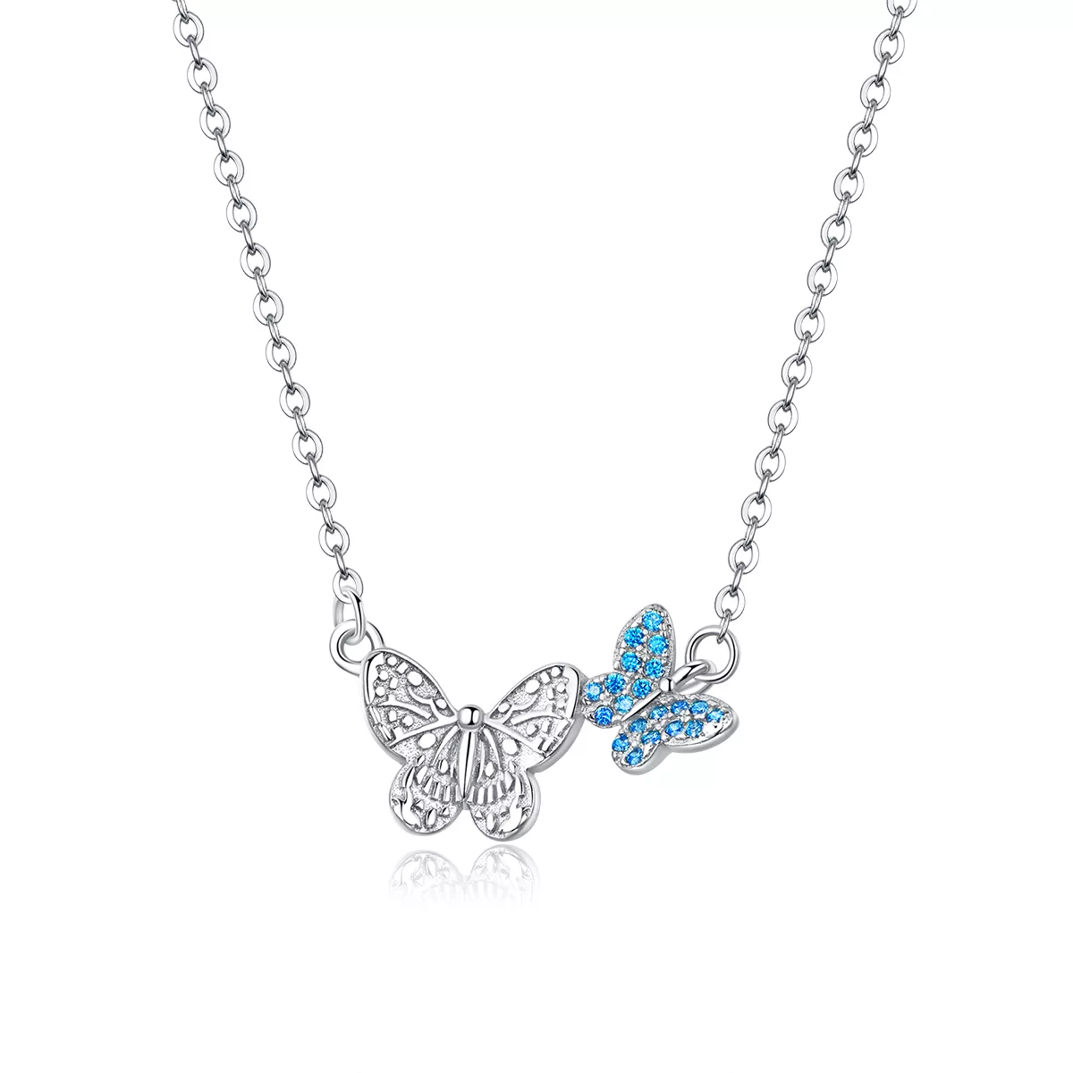 collar de mariposa de plata al estilo pandora scn384