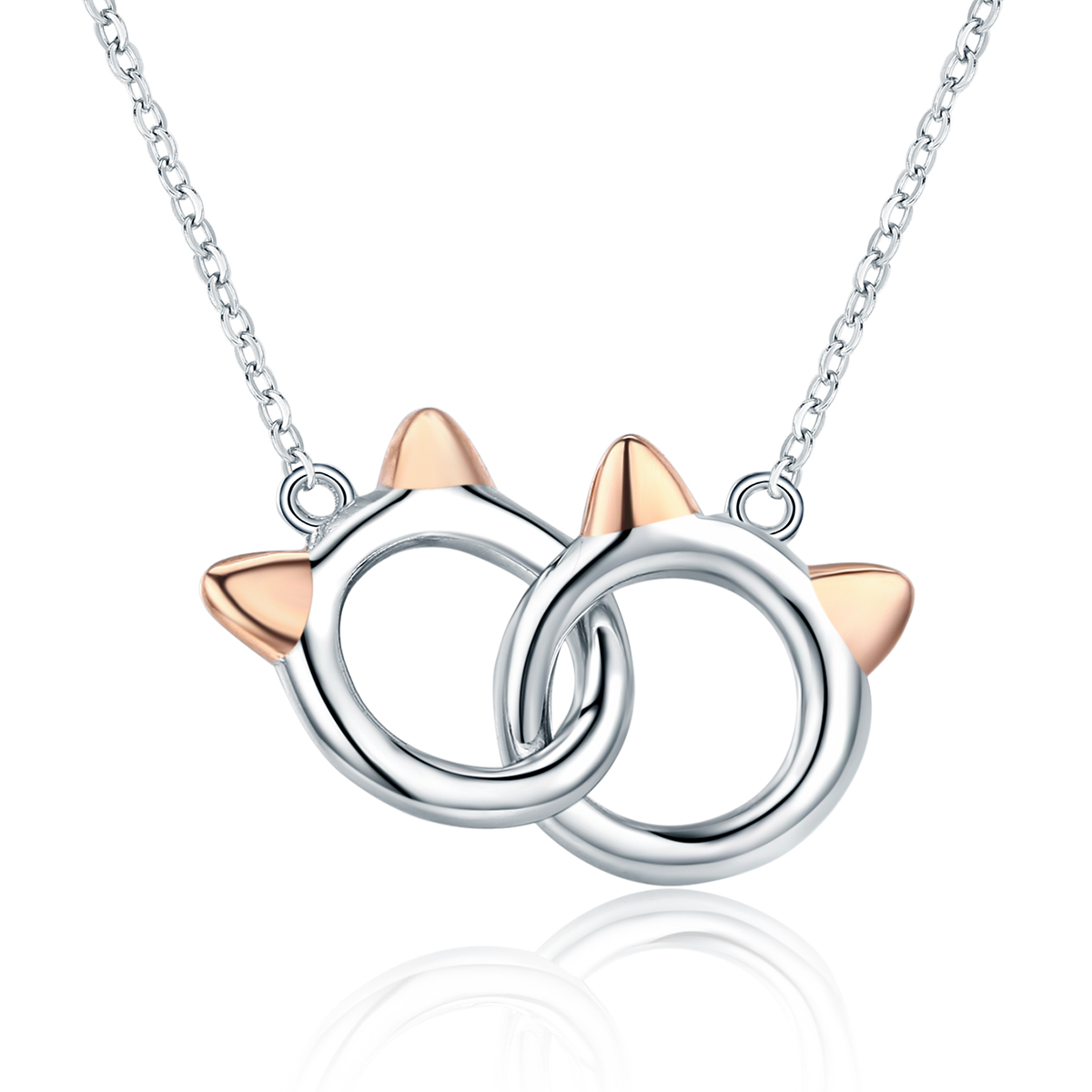 collar de plata con colgante de gato estilo pandora scn252