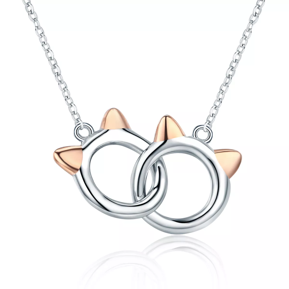 collar de plata con colgante de gato estilo pandora scn252