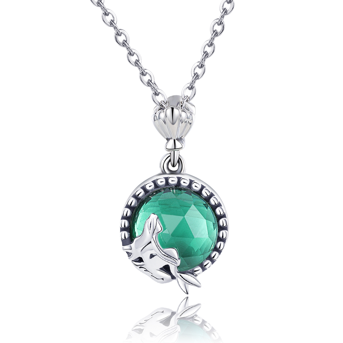 collar de plata estilo pandora con amor de sirena scn262