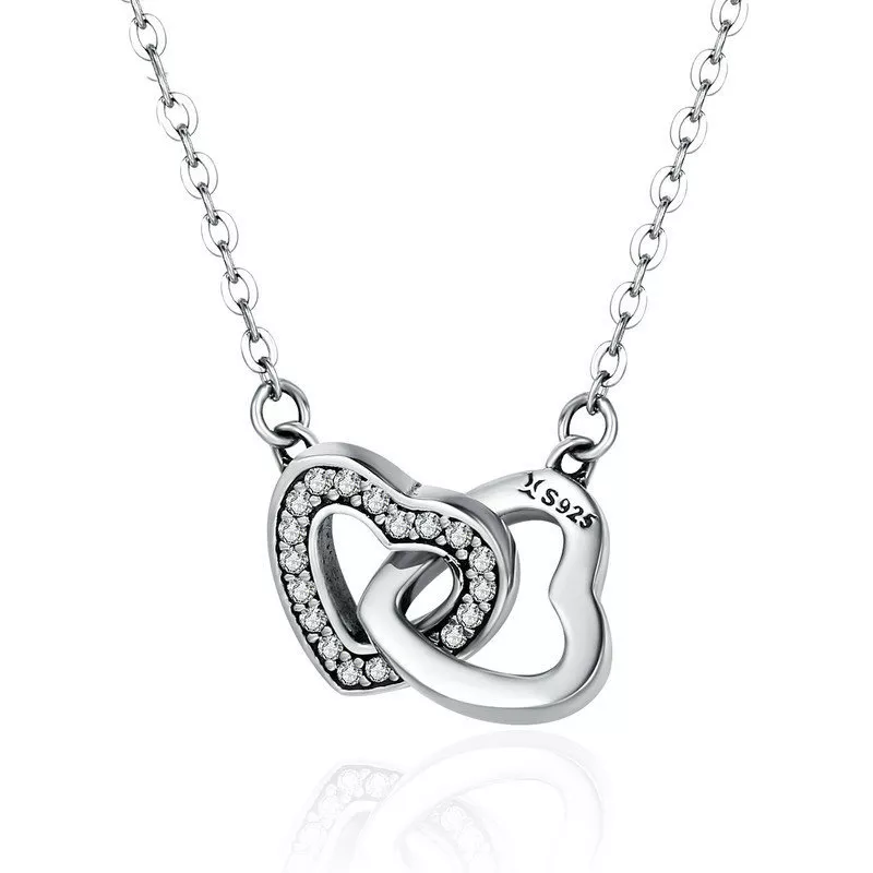 collar de plata estilo pandora con corazón y alma scn181