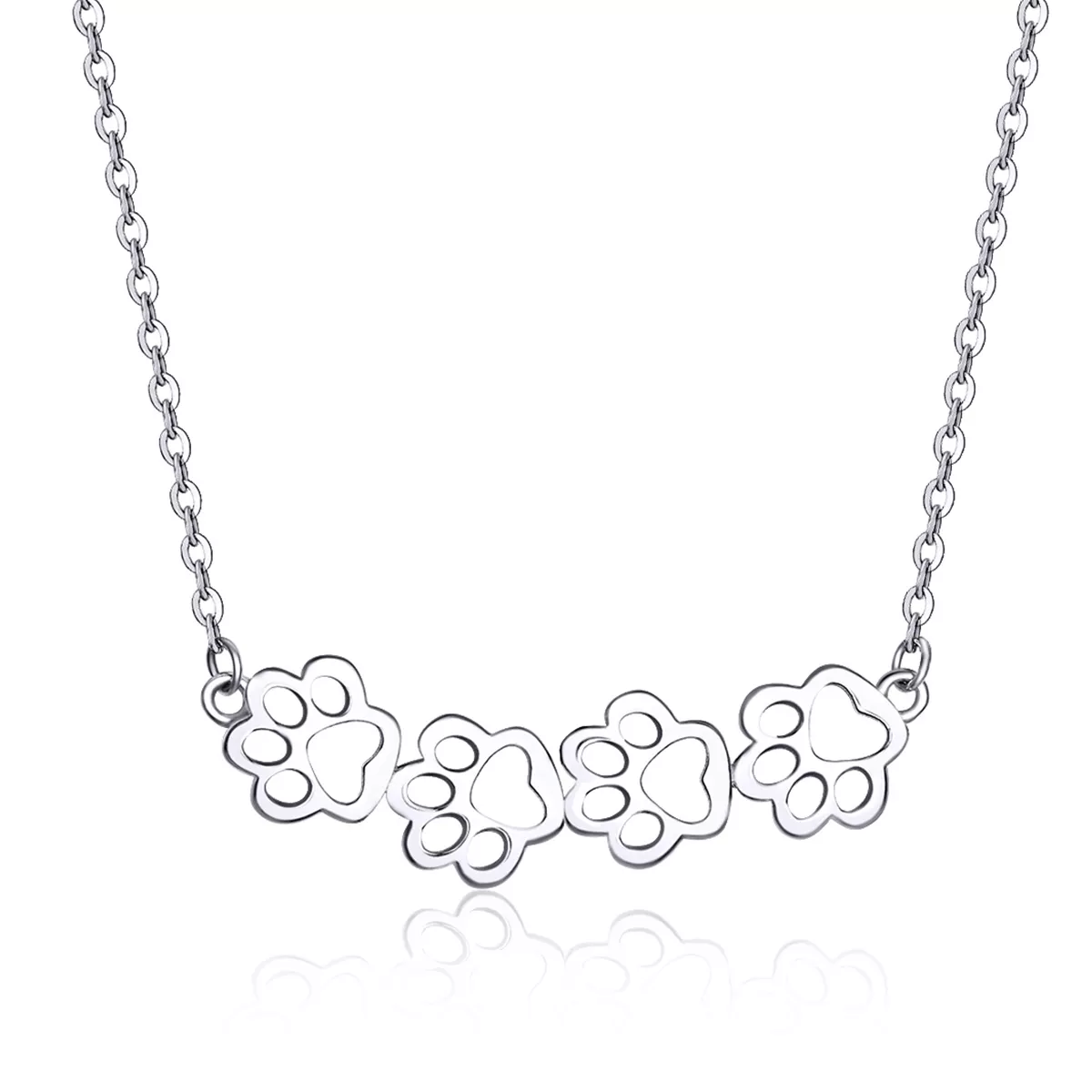 collar de plata estilo pandora con lindo colgante de pata scn346