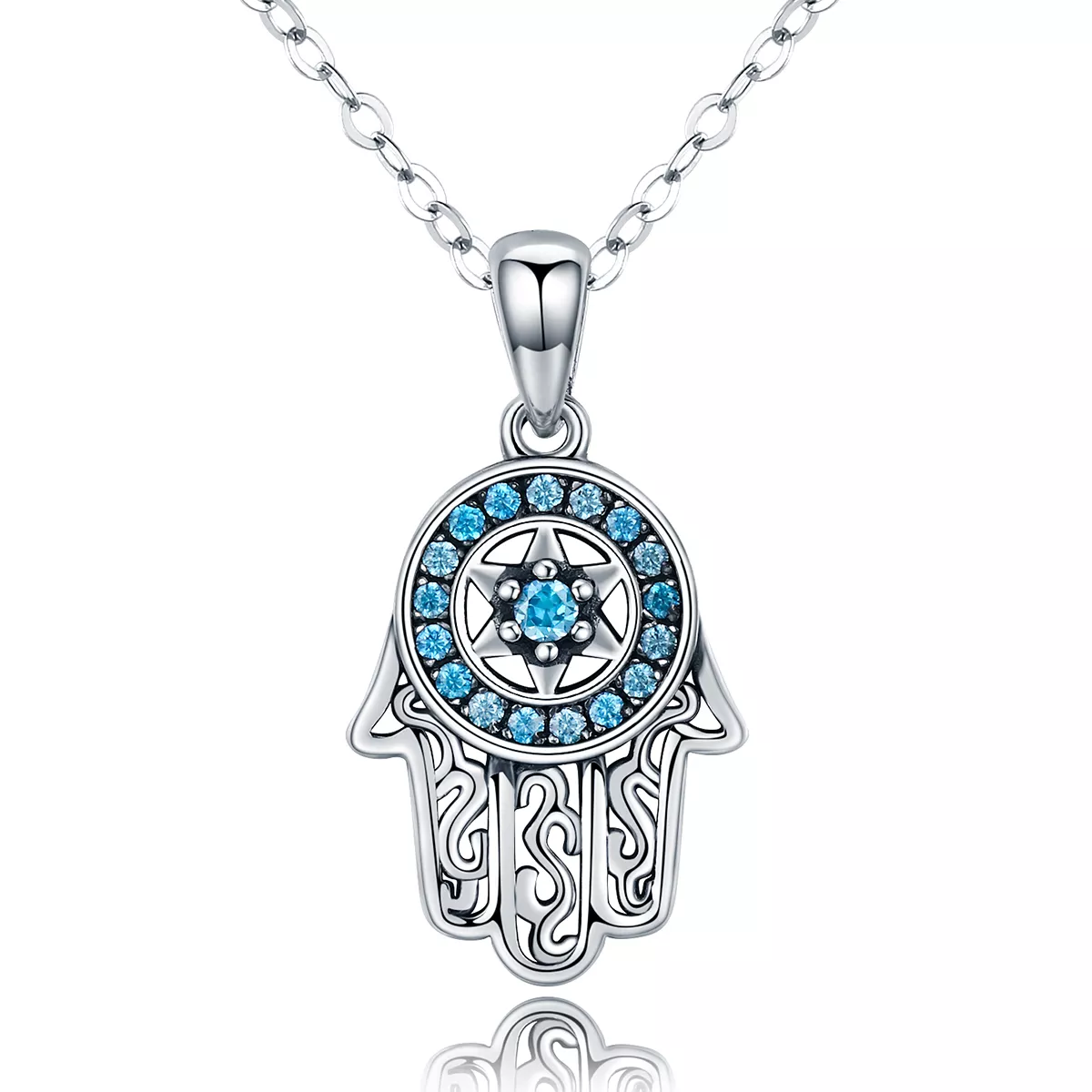 collar de protección de fátima de plata al estilo pandora scn264