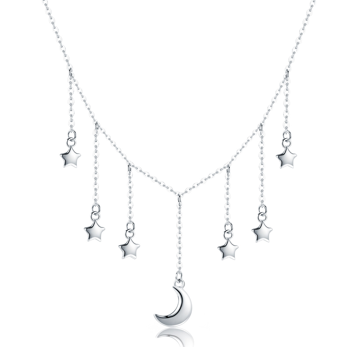collar estilo pandora de plata con cielo estrellado scn301