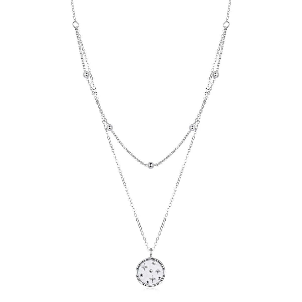 collar estilo pandora plateado con estrellas scn365