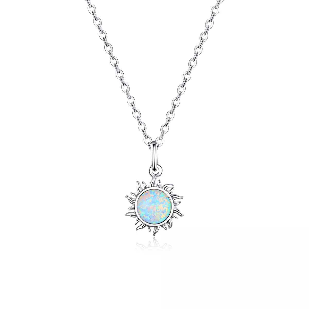 collar estilo pandora plateado con sol azul scn399