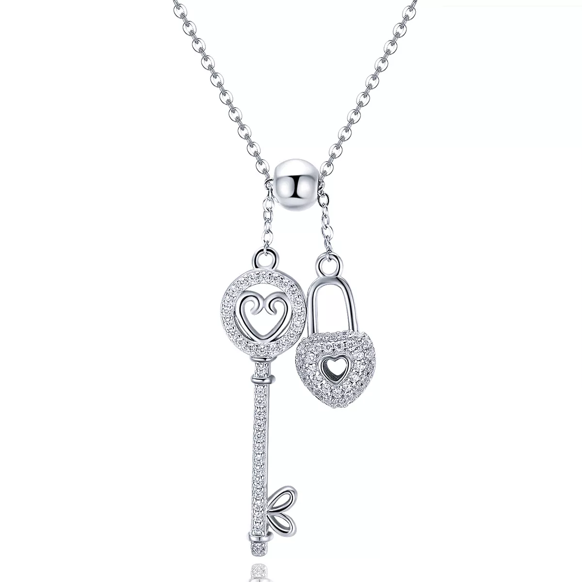 collar pandora style de plata con llave del corazón scn290