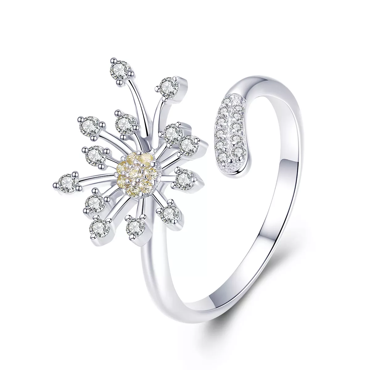 anillo de amor estilo pandora en plata con diseño de diente de león scr471