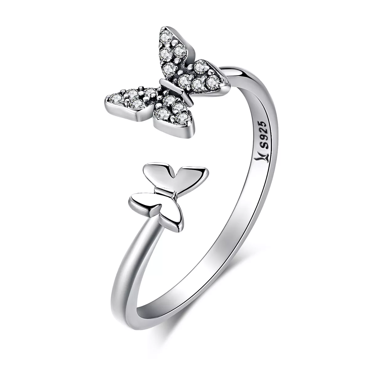 anillo de baile de mariposa de estilo pandora en plata scr087