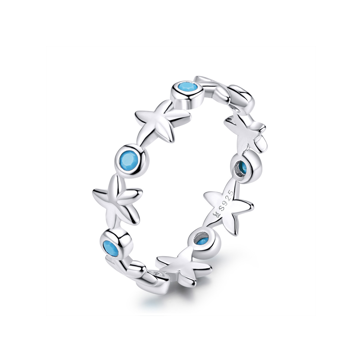 anillo de estilo pandora con estrella de mar en plata scr527