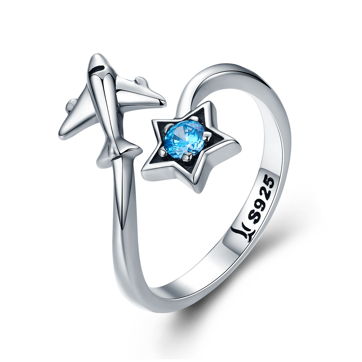 anillo de estilo pandora con estrella de plata star tours scr322