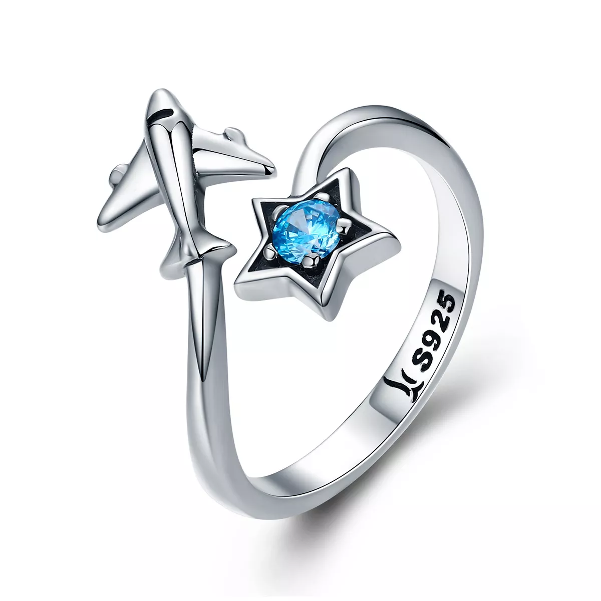 anillo de estilo pandora con estrella de plata star tours scr322