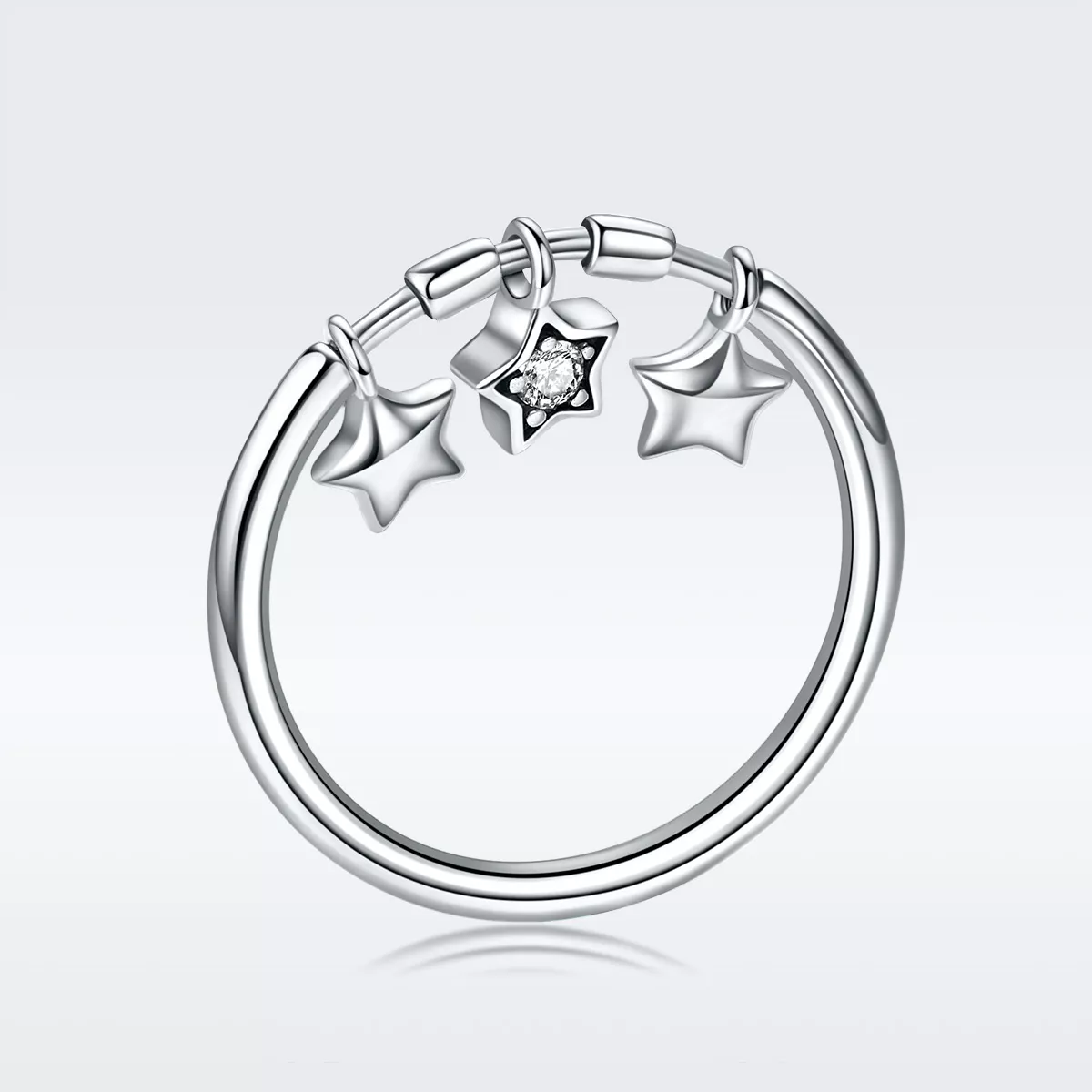 anillo de estilo pandora con estrellas guardianas de plata scr406