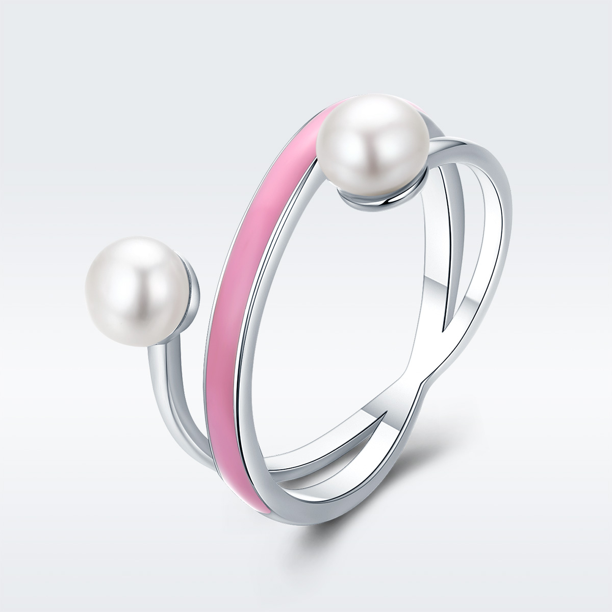 anillo de geometría elegante plateado de estilo pandora scr234