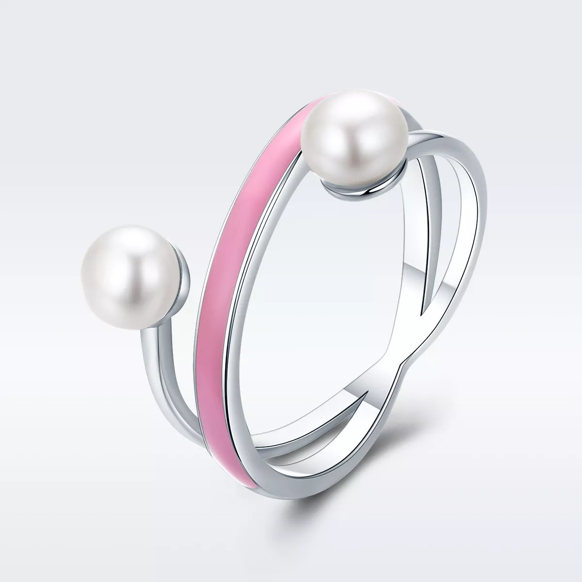 anillo de geometría elegante plateado de estilo pandora scr234