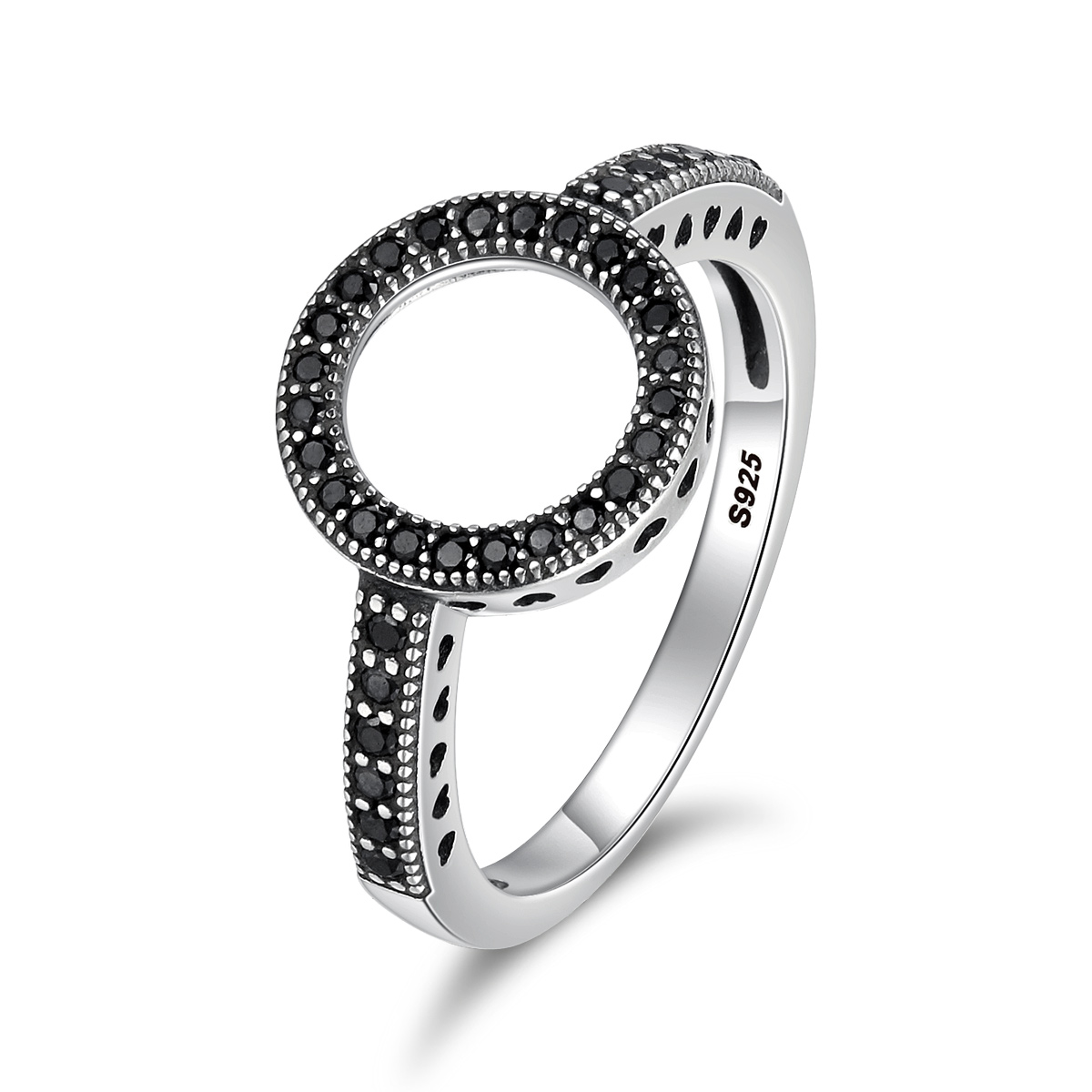 anillo de halo plateado con brillo al estilo pandora scr112