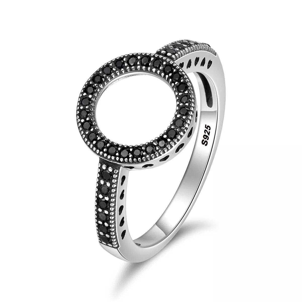 anillo de halo plateado con brillo al estilo pandora scr112