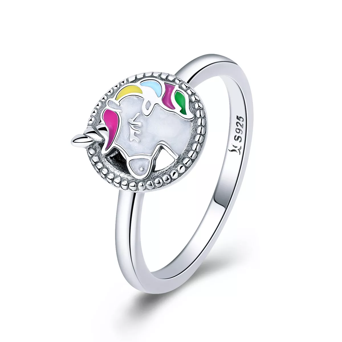 anillo de memoria de unicornio de plata estilo pandora scr388