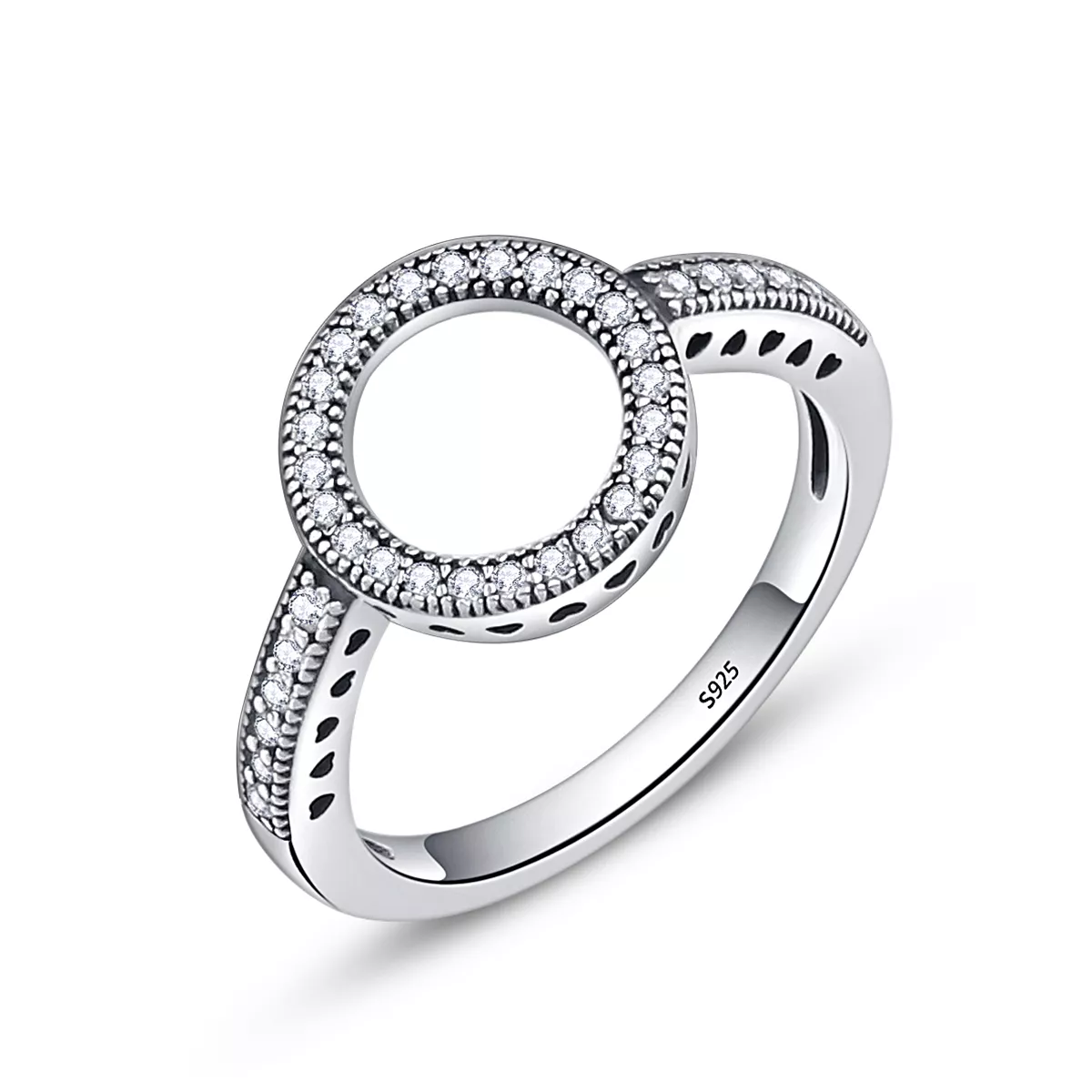 anillo de plata de estilo pandora con anillo de halo scr041