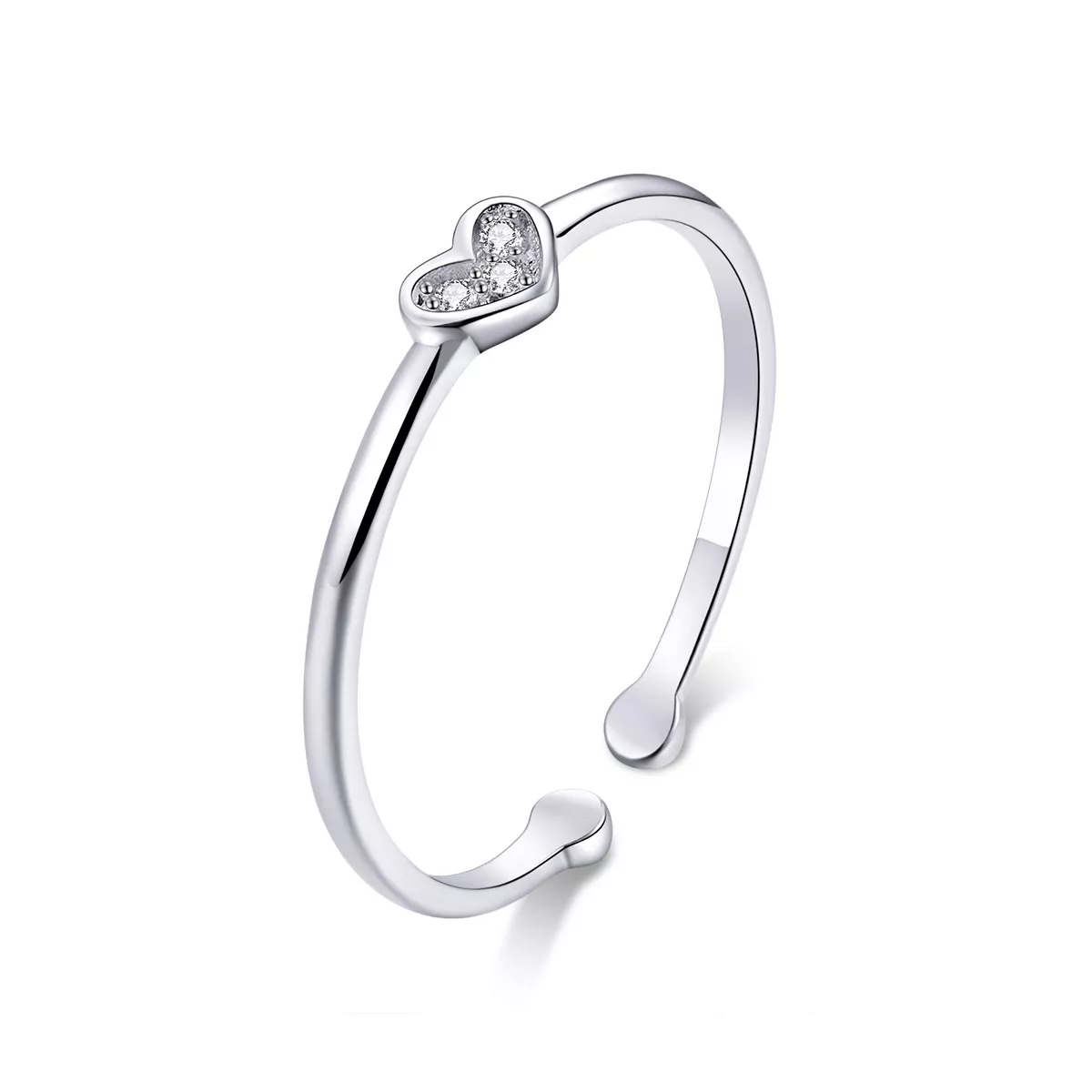 anillo de plata estilo pandora con corazón de dama scr491