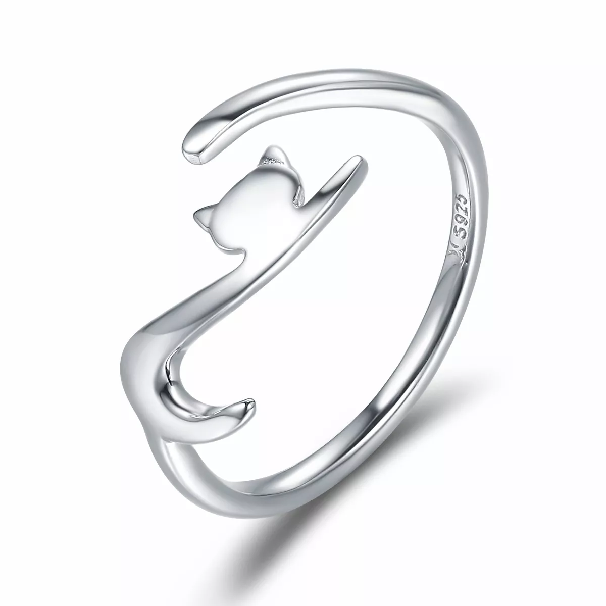 anillo de plata estilo pandora con diseño de gato pegajoso scr220