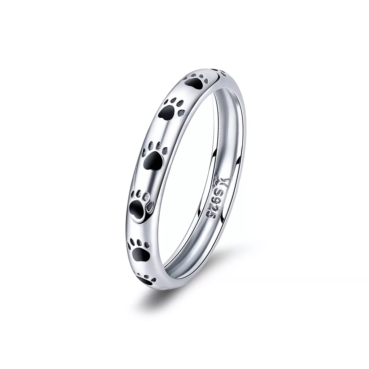 anillo de plata estilo pandora con huella de pata scr445