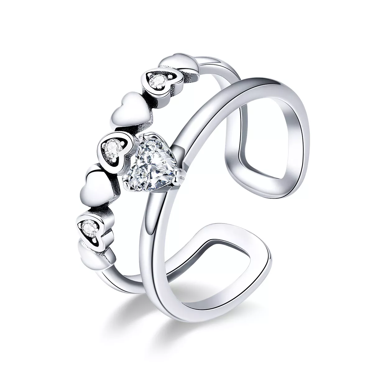 anillo de plata estilo pandora con un exquisito corazón scr429