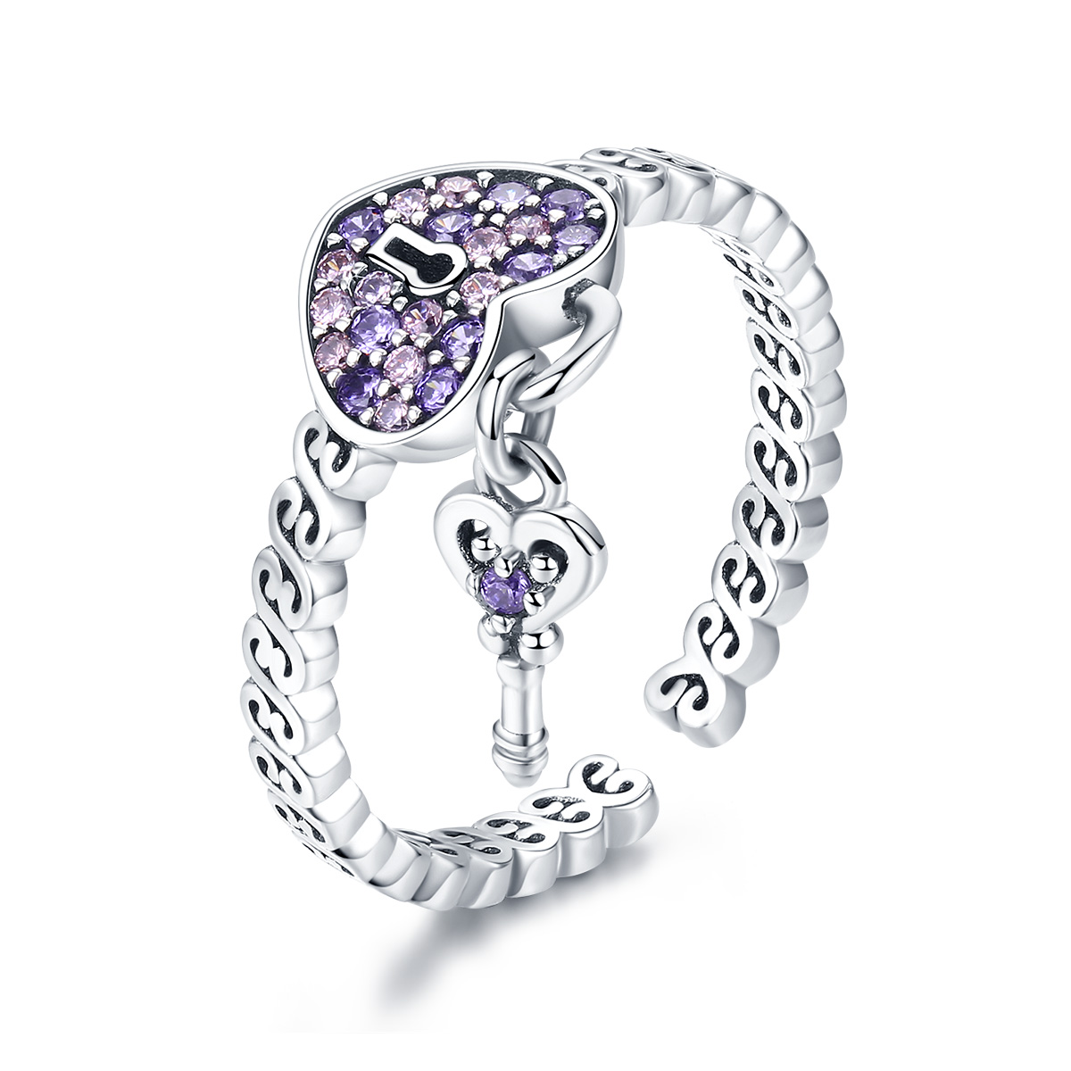 anillo de plata estilo pandora sweet promise scr486