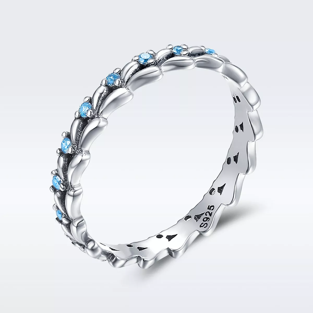 anillo de surf plateado estilo pandora scr162